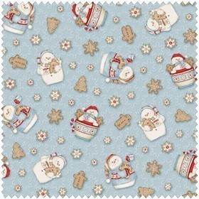 Cocoa Cookies Flannel Blue Snowman Allover - Product Image