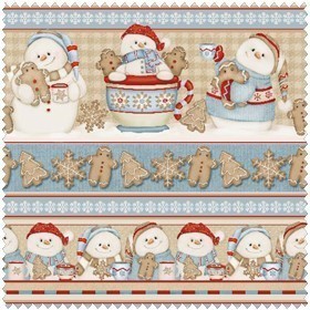 Cocoa Cookies Flannel Snowman Border - Product Image