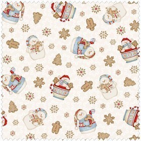 Cocoa Cookies Flannel - White Snowman Allover - Product Image