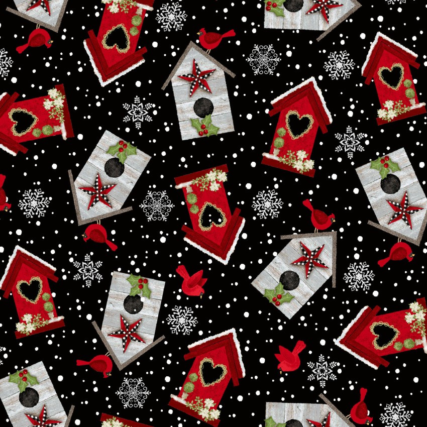 Snow Place Like Home Birdhouses Flannel - Product Image